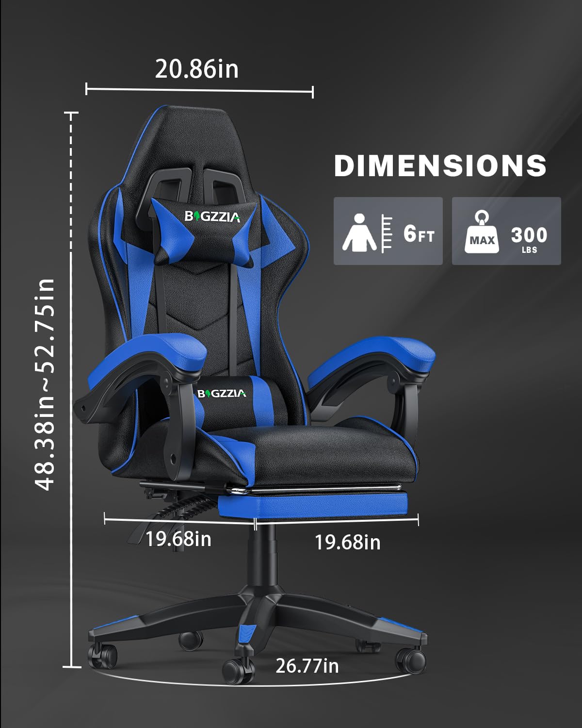 Gaming Chair with Footrest - Ergonomic High Back Reclining Computer Chair