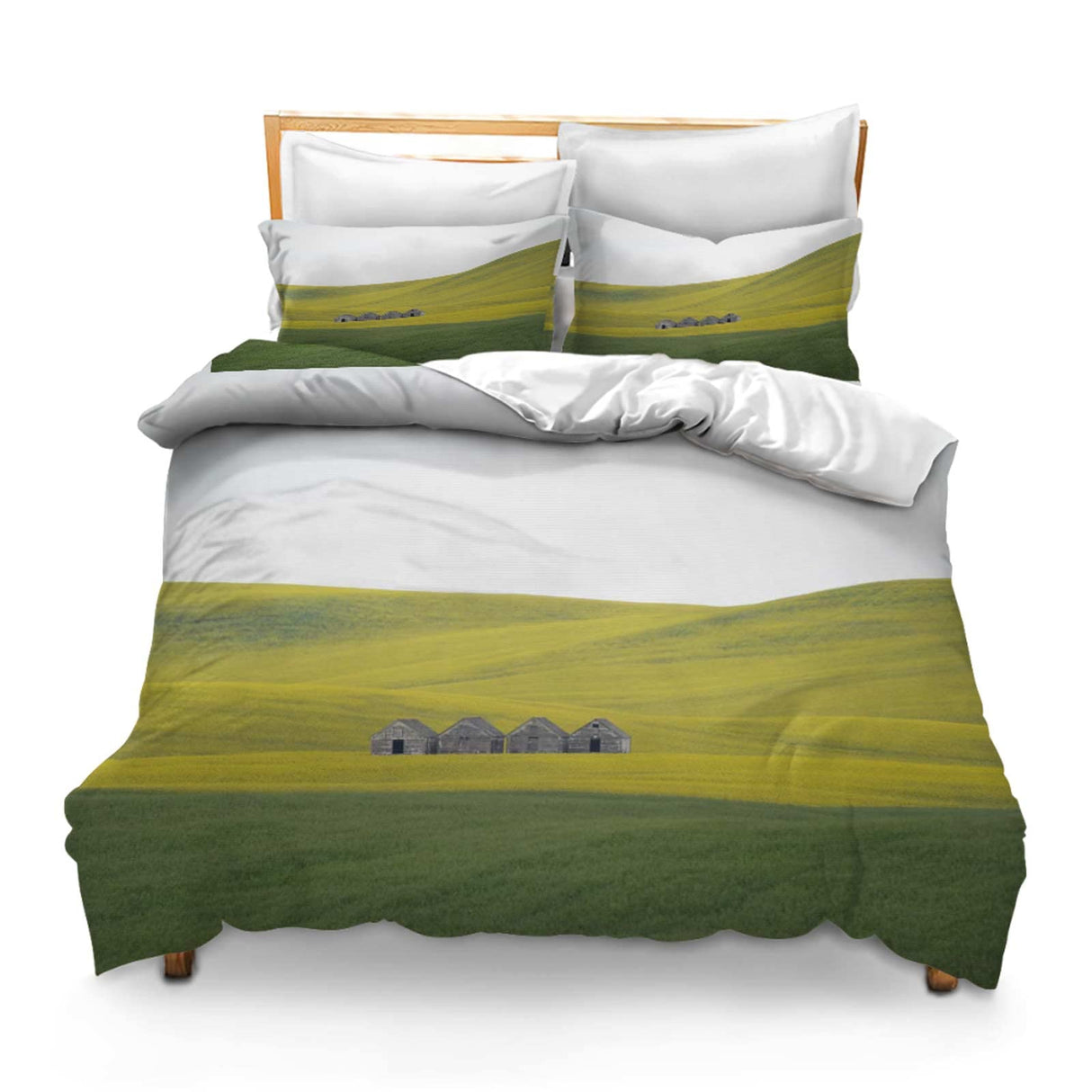Printed Comforter Cover Set Twin Field Hills Barn Farmland Meadow Grass Bedspread Room