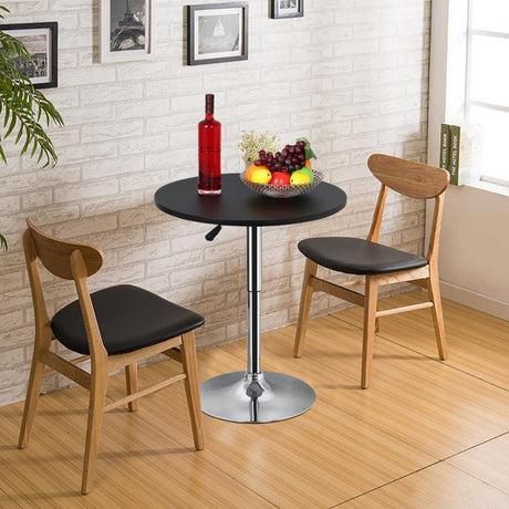 3-Piece Bar Table Set, Round Bar Table and PU Leather Adjustable Swivel Armless Chairs