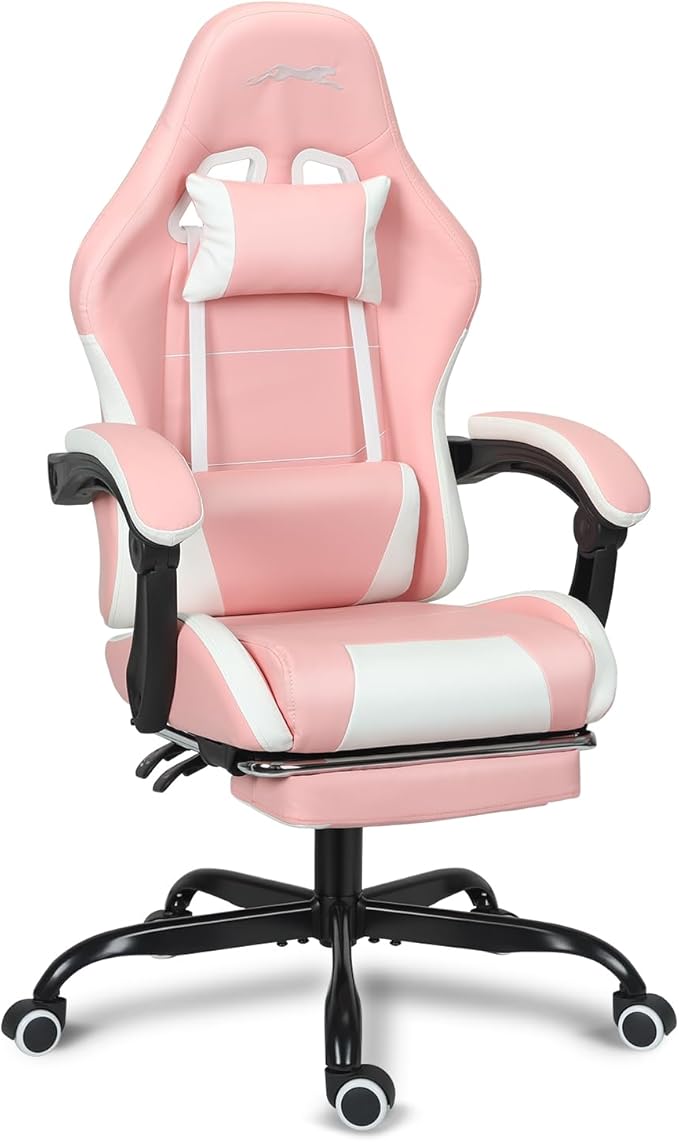 Gaming Chair with Footrest, Height Adjustable Game Chair with Lumbar Support, Video