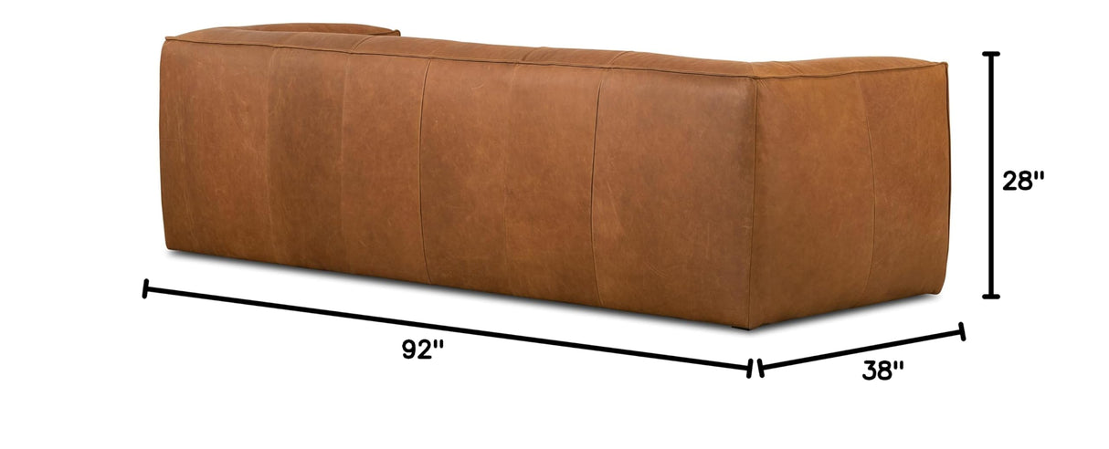 Capa Sofa in Full-Grain Pure-Aniline Italian Tanned Leather in Saddle Tan