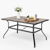 64" Large Metal Outdoor Dining Table, Black Rectangle Patio Table Furniture