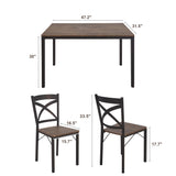 5 Piece Dining Table Set, Table and Chairs for 4 Industrial Style Dining Room & Kitchen