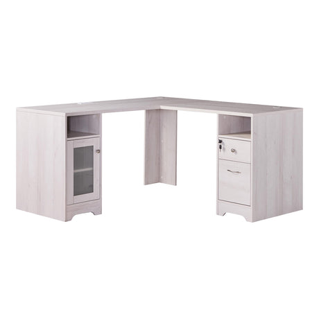 Helmer Wood L-Shaped Writing Desk with USB in White