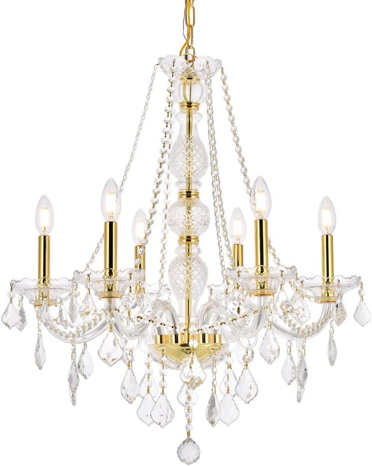 7856D24G/EC Cut Clear Crystal Verona 6-Light, Single-Tier Crystal Chandelier
