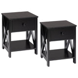 LUSUOWLZ Black Nightstand Set of 2,Bedroom Nightstand with Drawer,Small Nightstand Set of 2,Mid Century Modern Nightstand Set