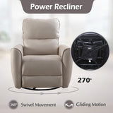 Electric Swivel Rocker Recliner, Power Recliner Swivel Glider with Lumbar Support