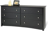 Gray Double Dresser for Bedroom 6 Drawer Wide Chest