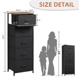 Tall Dresser for Bedroom with 5 Drawers, Storage Chest of Drawers with Removable Fabric