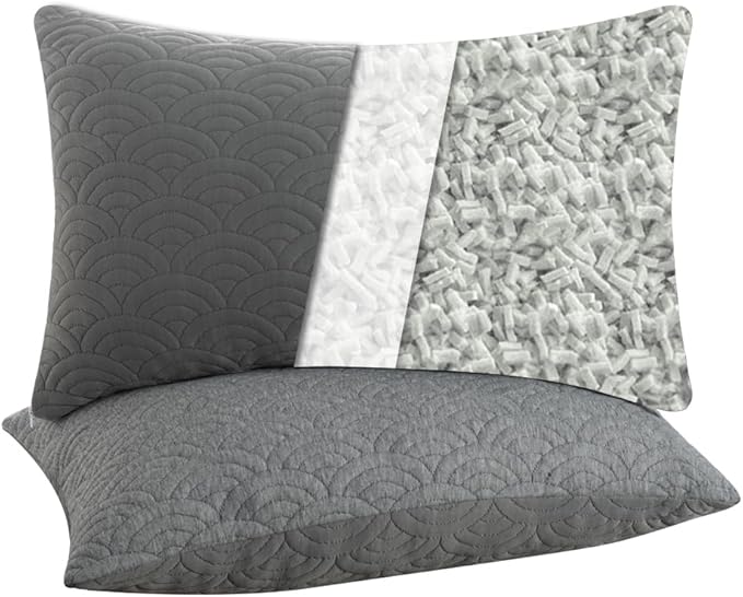 Memory Foam Pillows Standard Size Set of 2 Adjustable Cool Pillow for Side Back Stomach