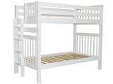 Tall Bunk Beds Twin over Twin Mission Style with End Ladder, White