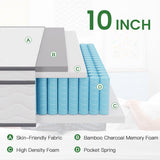 10 Inch Innerspring Full Mattress Medium Firm Hybrid Mattress with Removable Cover