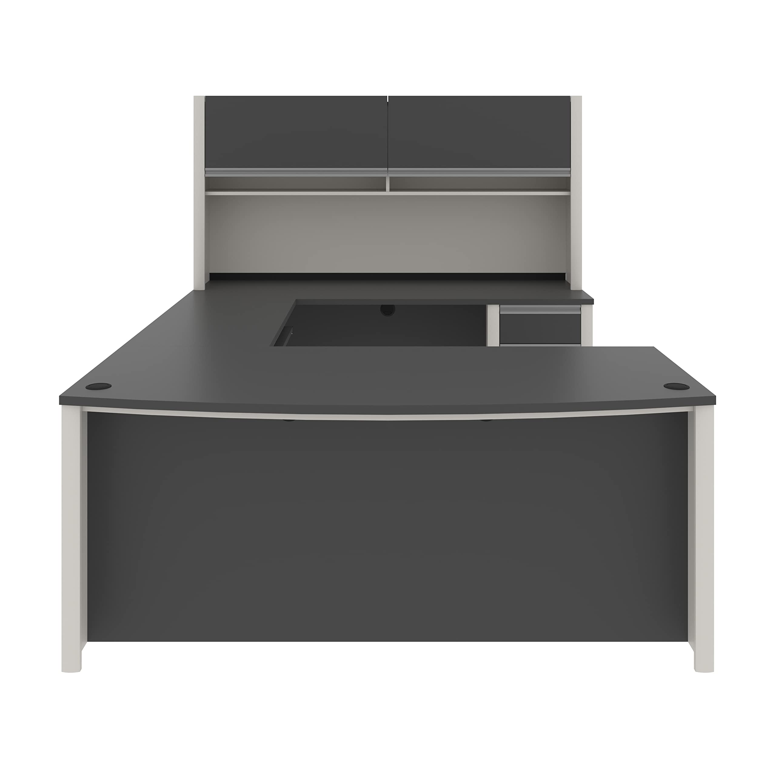 Connexion U-Shaped Workstation with Three Drawers, 72W, Slate/Sandstone