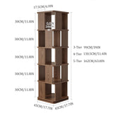 Wooden Revolving Bookcase for Kids & Adults,Floor Standing Display Shelf Storage Rack，3/4/5 Tier Corner Bookcase Rotating Bookshelf tower,360 Square Swivel Bookcase Rotating Bookshelf tower.(Walnut,4-