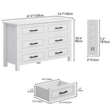 6-Drawer Dresser with Built-in Power Outlet, Wood Dresser TV Stand