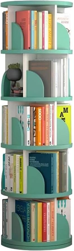 Bookcase 5 Tier Rotating Bookshelf Modern 360 Display Floor Standing Bookcase