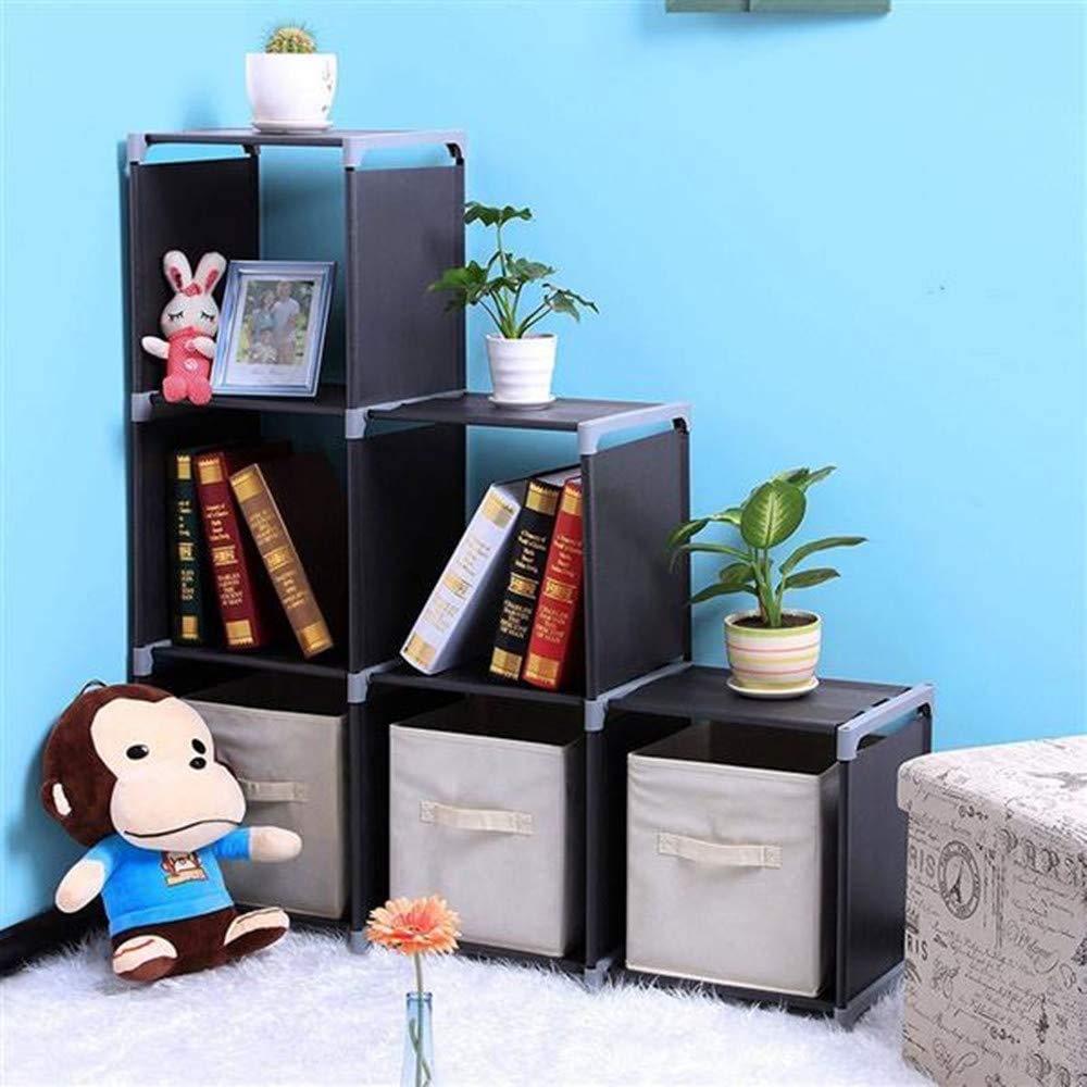 Cube Storage Shelves, Black Cube Bookcase Multifunctional Assembled 3 Tiers 9 Compartments Storage Organizer Cubes in Living Room, Bedroom (Black)