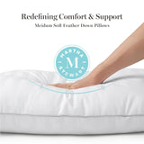 Hotel Collection Meidum Soft Feather Down Pillows 100% Cotton 500 Thread