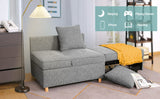 SEJOV Sofa Bed 4-in-1 Convertible Sofas & Couches, 3-Seat Linen Fabric loveseat Sofa with 2 Throw Pillow, Single Recliner for Small Space with 5 Adjustable Backrest, Grey