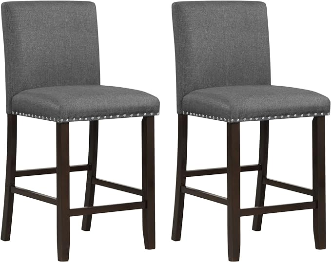 Bar Stools Set of 4, 25.5” PVC Leather Armless Counter Height Chair with Back