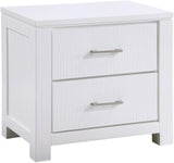 Roni 26 Inch Nightstand, 2 Drawers, Embossed Design, Solid Wood,