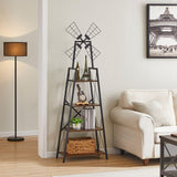 4 Tier Book Shelf, A-Shaped Display Bookcase w/Metal Frame for Books/CDs/Movies