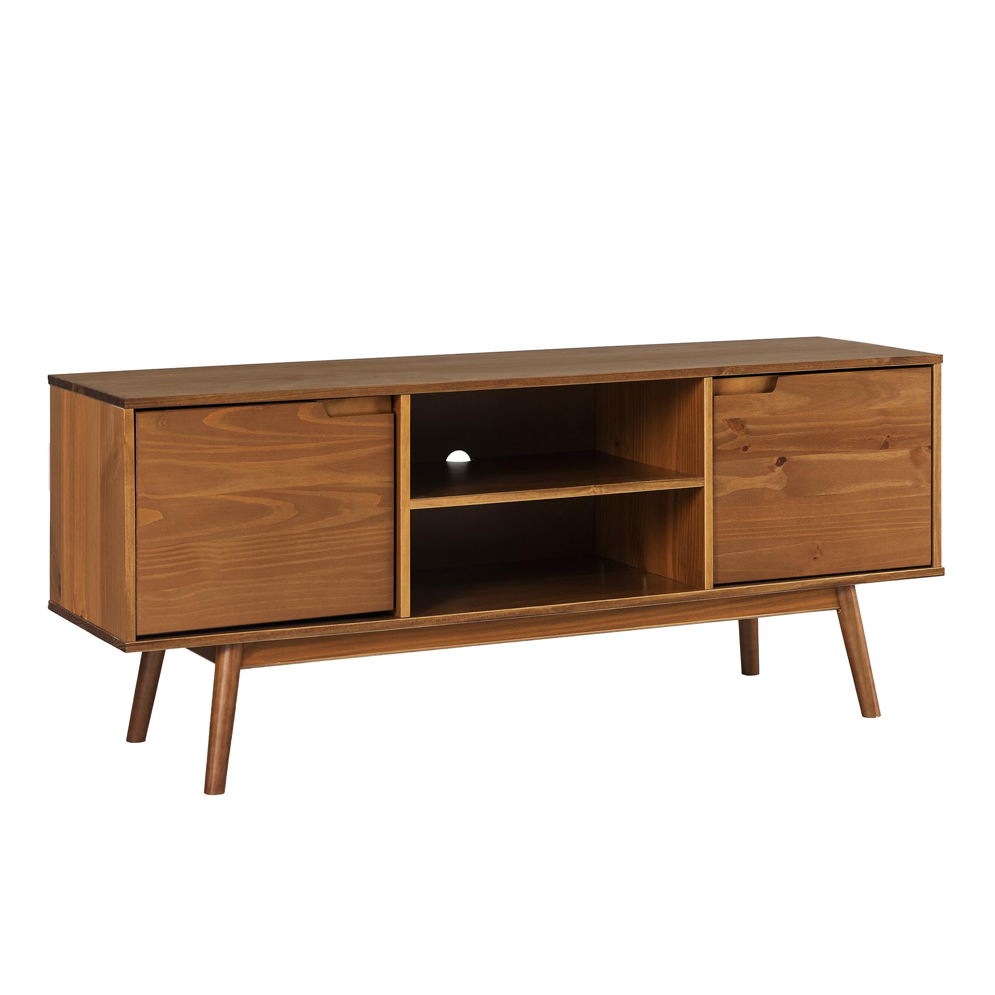 Mabel 58 Inch Modern 2 Door Solid Wood TV Stand for TVs up to 65 Inches - Caramel