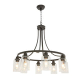 8 Lights Large Farmhouse Chandelier Wagon Wheel, Industrial Island Lights for Kitchen