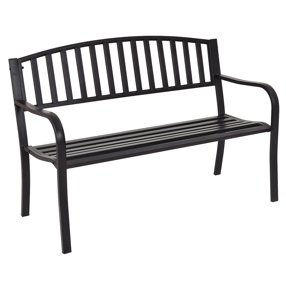 Outdoor Bench, 50” Patio Garden Bench with Steel Frame