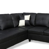 Genesis Sectional Sofa L-Shape-PU Leather, Left Facing, Black