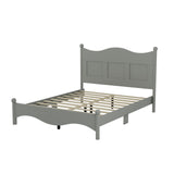Queen Size Wood Bed, Retro Platform Bed Frame with Victorian Headboard & Footboard