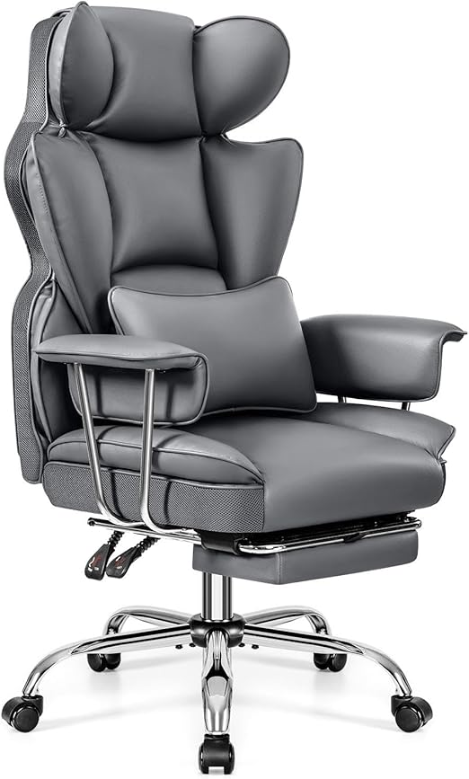 Office Desk Chair, Big and Tall Executive Office Chair with Footrest, Leather Computer