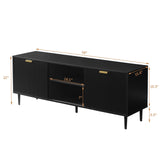 Black TV Stand, Modern TV Consoles for Living Room 65+ Inch TV, Fluted Panel Media