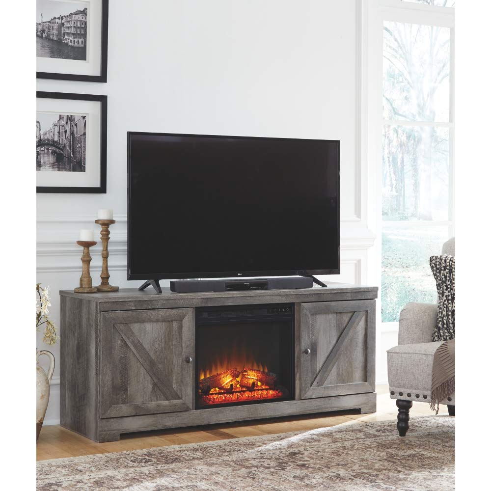 Wynnlow 63.5" TV Stand with Fireplace Option, Fits TVs up to 70", Gray