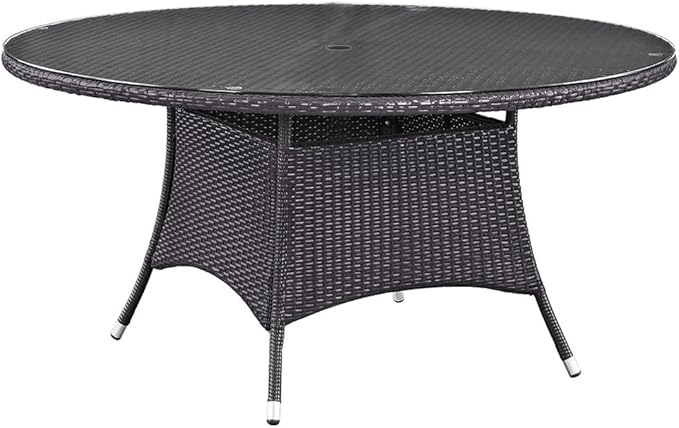 Convene Wicker Rattan Outdoor Patio 114" Rectangular Dining Table in Espresso