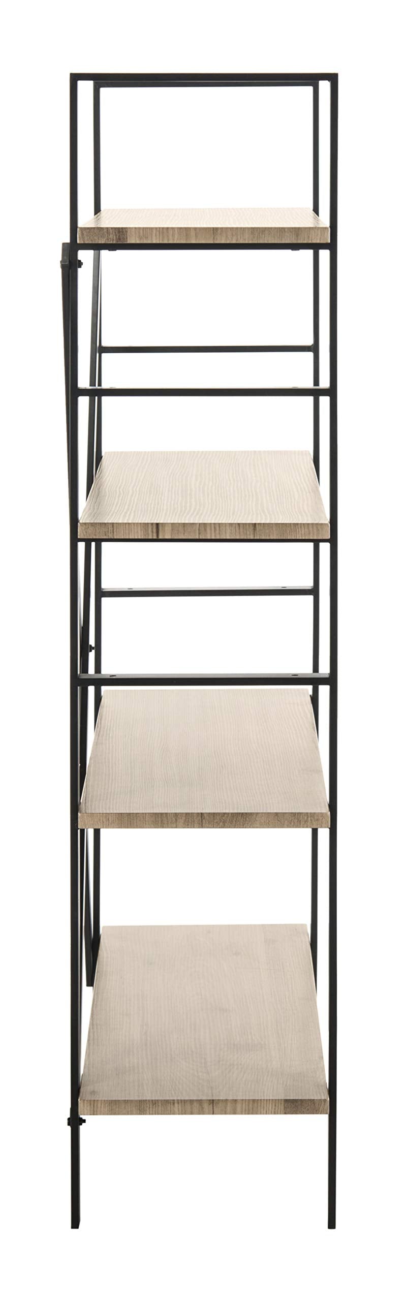 Home Collection Raylan Retro Midcentury 4 Tier Etagere, Oak and Black