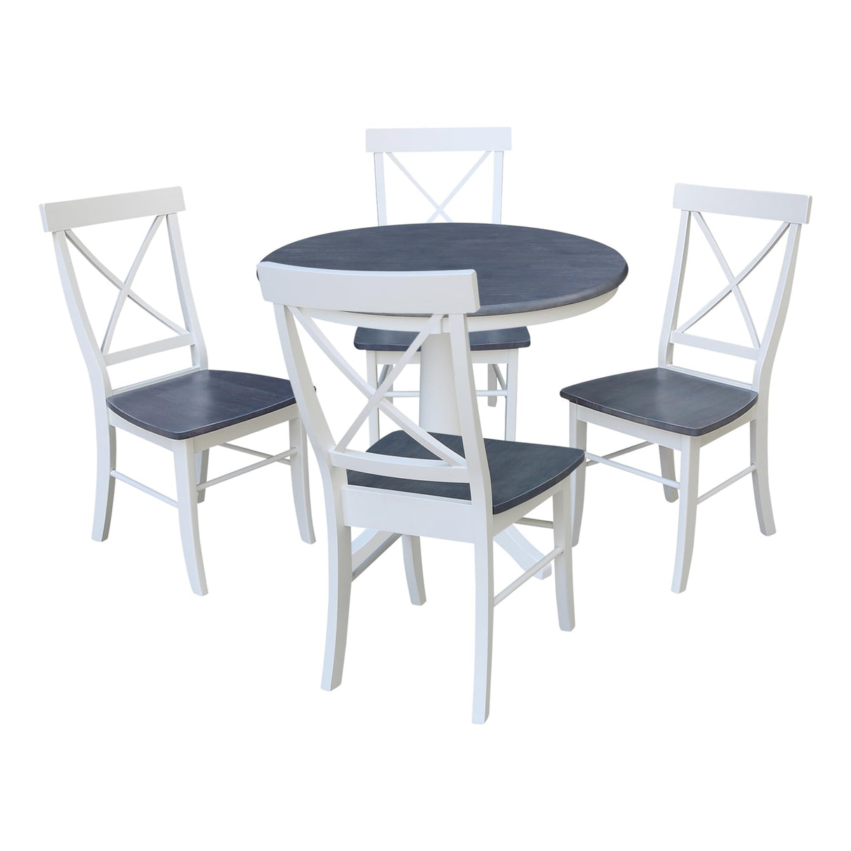 36 in Round Top Pedestal Dining Table with 4 Dining Chairs - 5 Piece Set