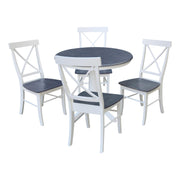 36 in Round Top Pedestal Dining Table with 4 Dining Chairs - 5 Piece Set