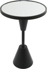 Metal Side End Accent Table Pedestal Base End Table with Mirrored Glass Top