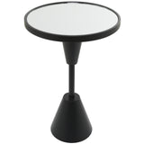 Metal Side End Accent Table Pedestal Base End Table with Mirrored Glass Top