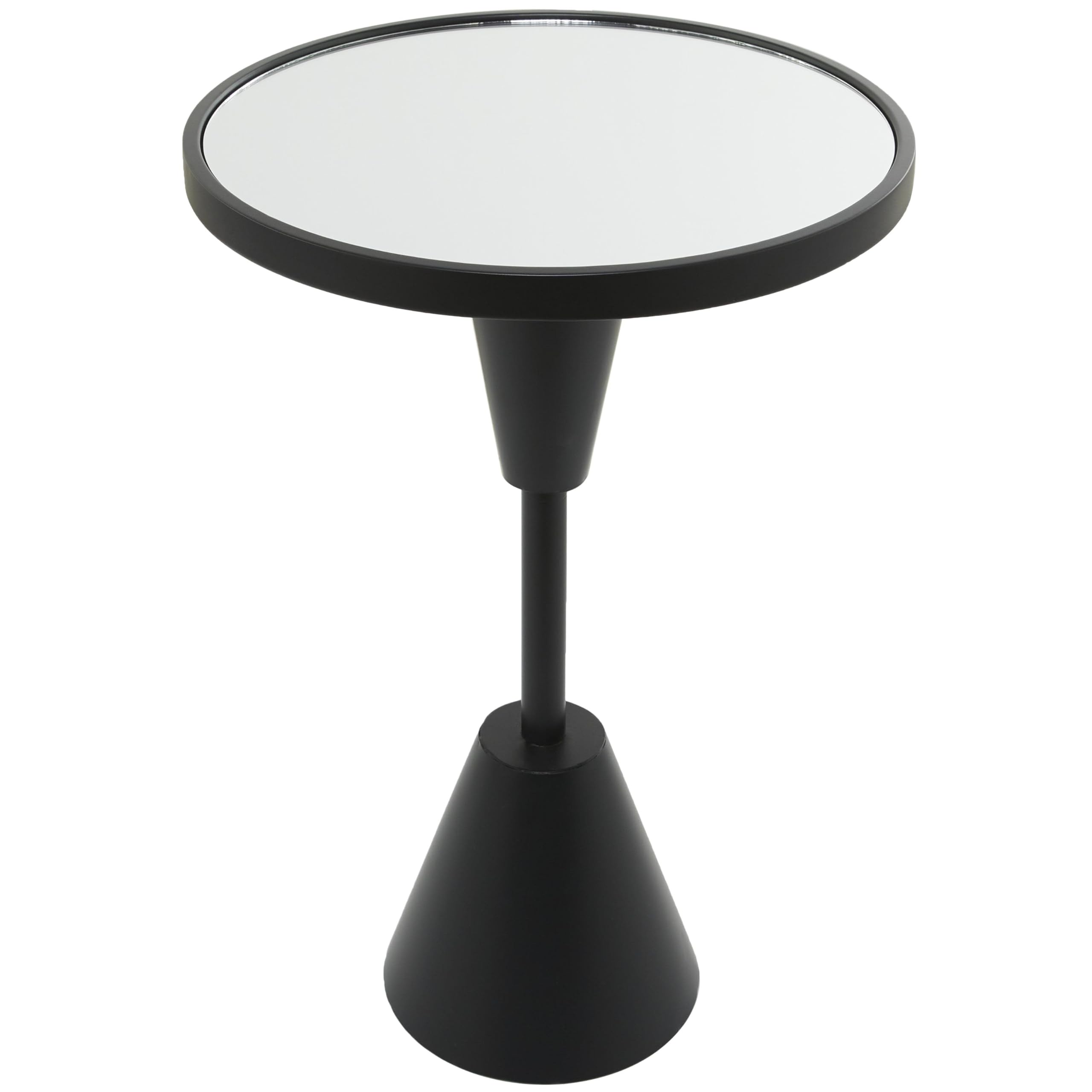 Metal Side End Accent Table Pedestal Base End Table with Mirrored Glass Top