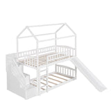 Modern Bedroom Furniture White Double Storey House Bed with Drawer and Slide