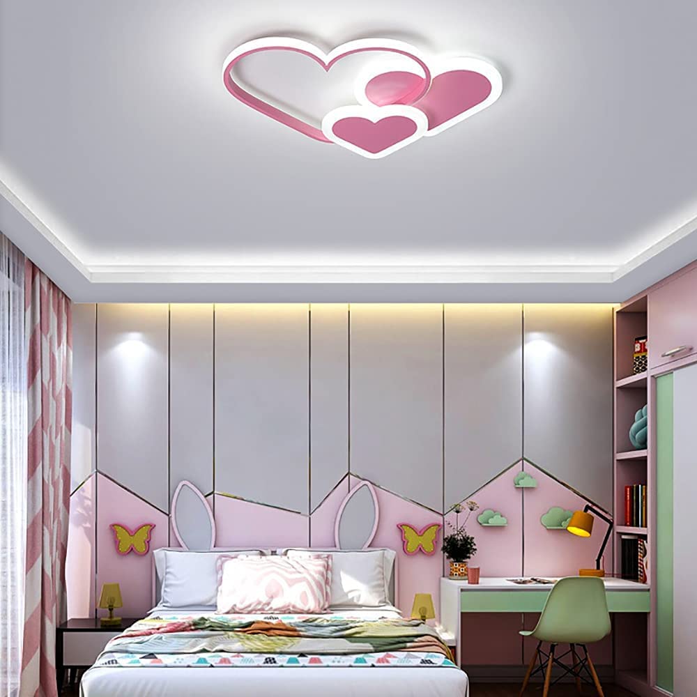 Heart Shaped LED Ceiling Light - Dimmable Kids Room Chandelier