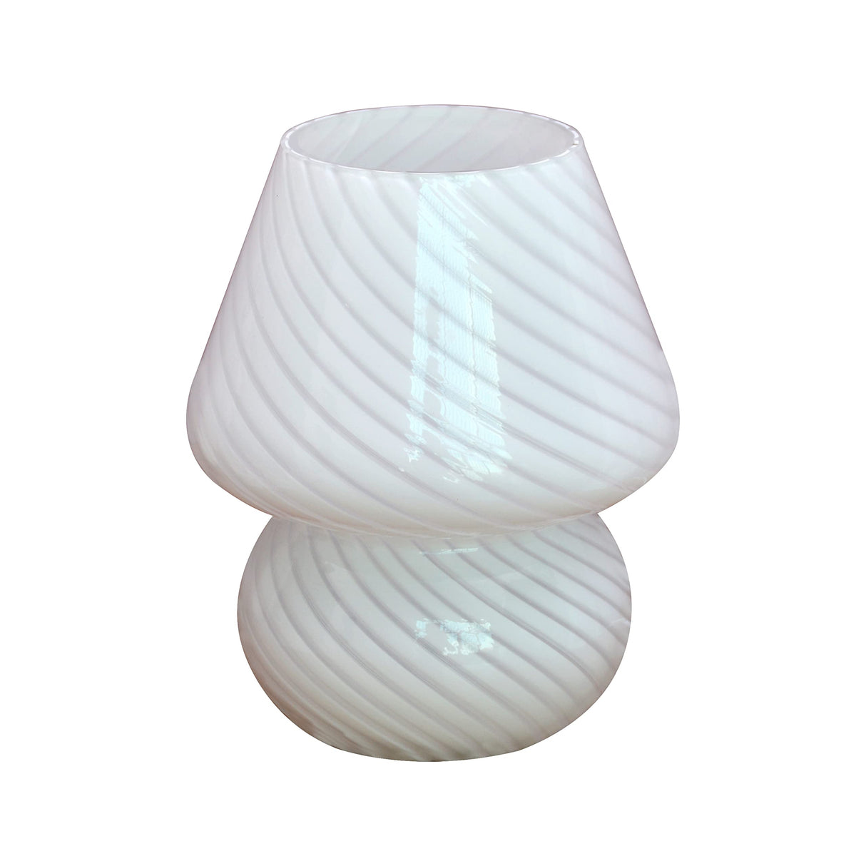 jonong Bedside Lamp Glass Striped Mushroom Table Lamp 110V Creative Gift Night Light (White)