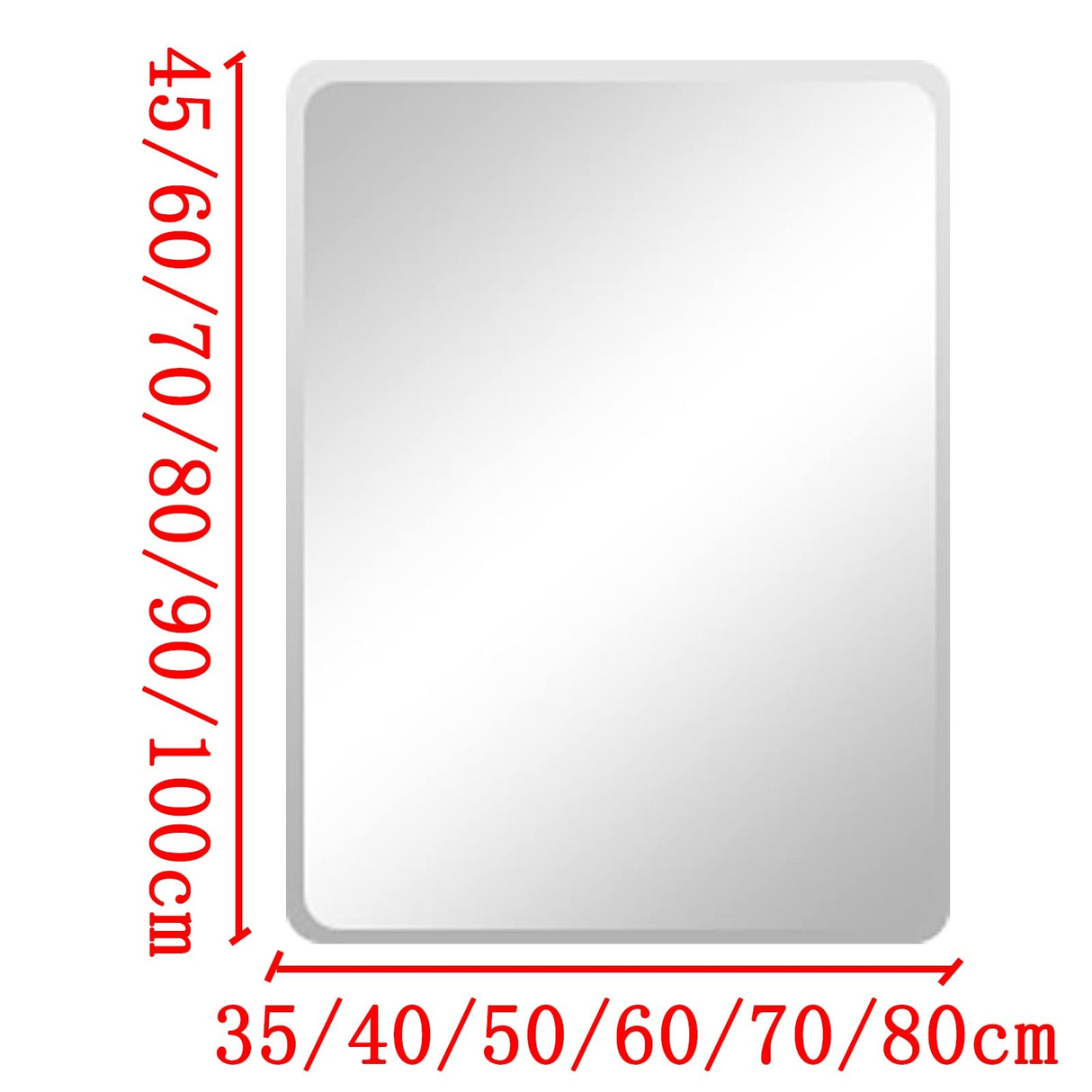 Wall-Mounted Frameless Mirror Vanity Makeup Mirror Bathroom Mirror,Scratch-Resistant and Wear-resistantSmooth and Does Not Hurt Hands,