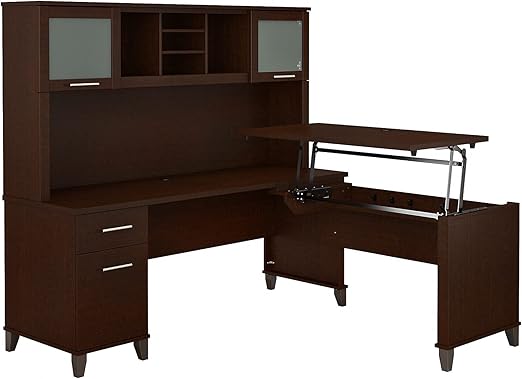 SET015SG Somerset 35-Inch -41-Inch Adjustable Desk with Hutch, Storm Gray