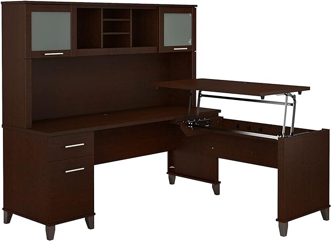 ErgoLift 3-Position L-Shaped Desk with Hutch & Adjustable Standing Feature