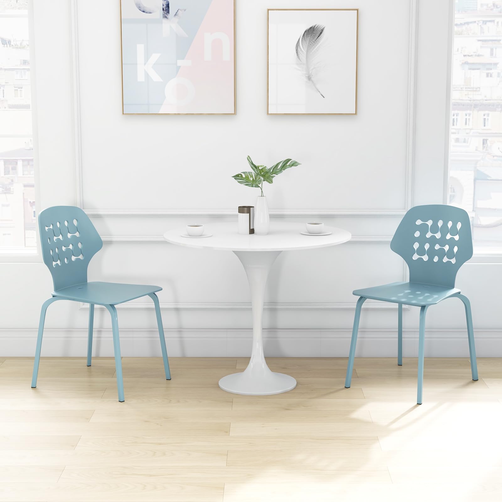 Modern Dining Chairs Set of 4, Modern Kitchen Chair with Hollowed Backrest