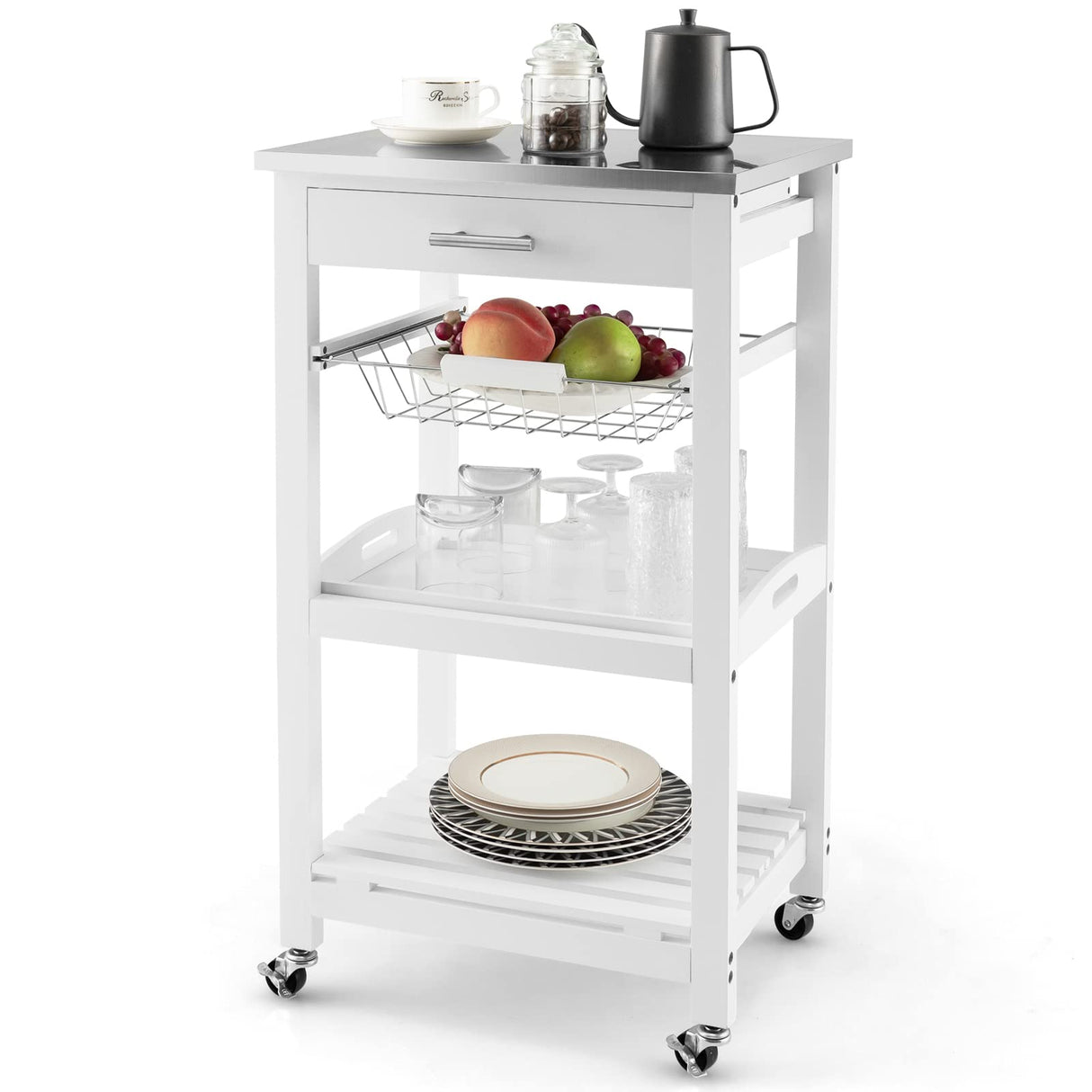 Kitchen Island Cart with Drawer, Rolling Kitchen Cart on Wheels