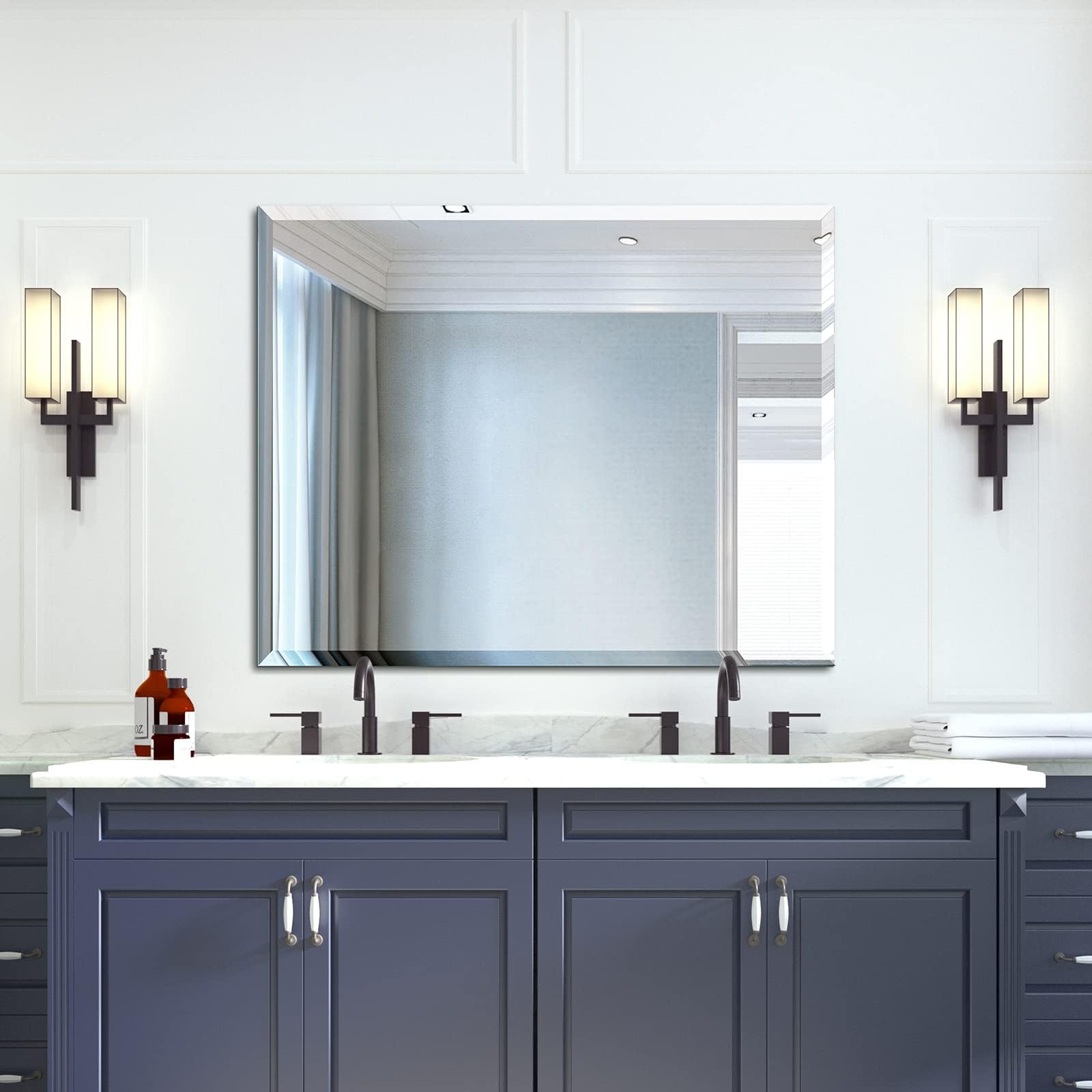 Mirror, Bathroom Mirrors for Wall , Frameless Rectangle Bathroom Mirror